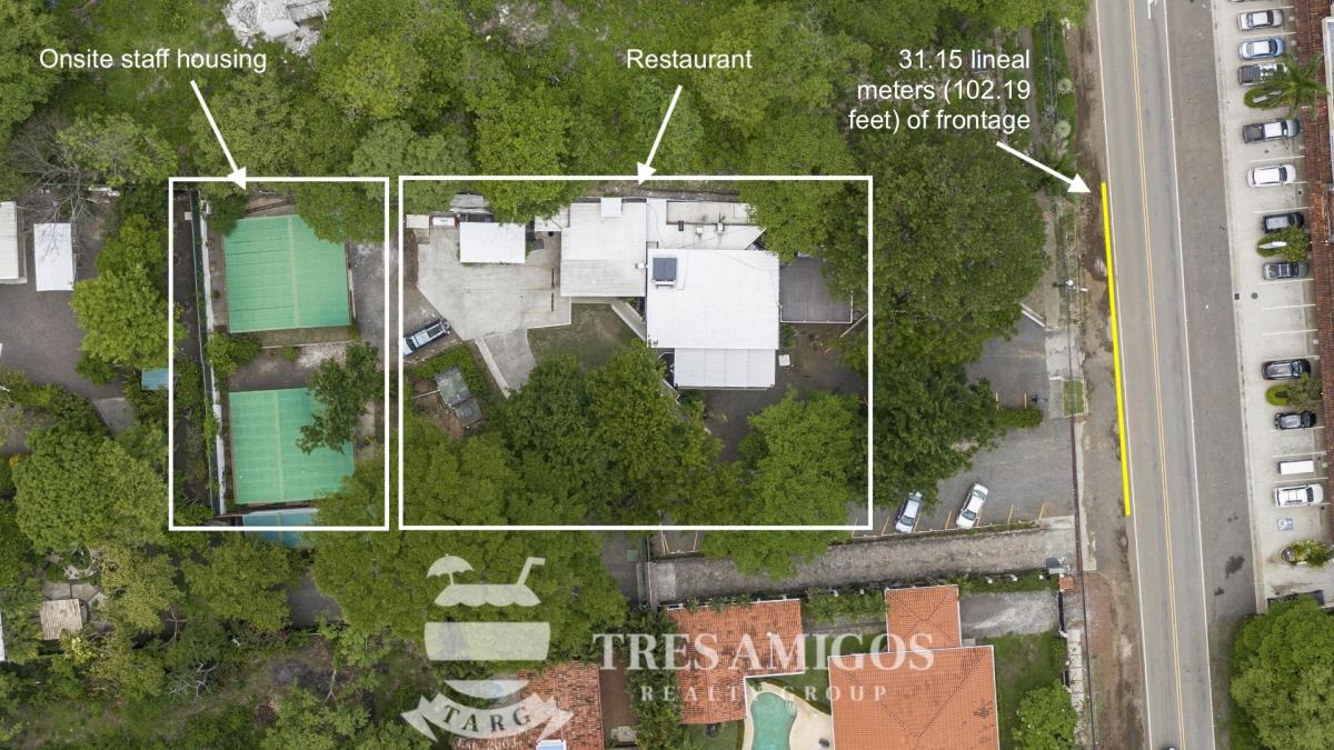 Aerial view of Ginger restaurant for sale in Costa Rica